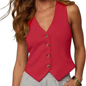 Women's Summer Vest Tops V Neck Button Down Tank Tops Sleeveless Going Out Crop
